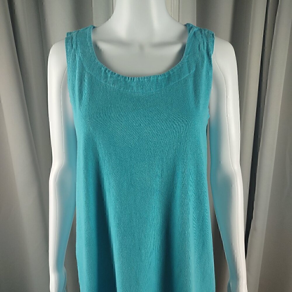 Michael Leu Art to Wear 100% Cotton Turquoise Sleeveless Tank Maxi Dress Size M - Picture 2 of 11